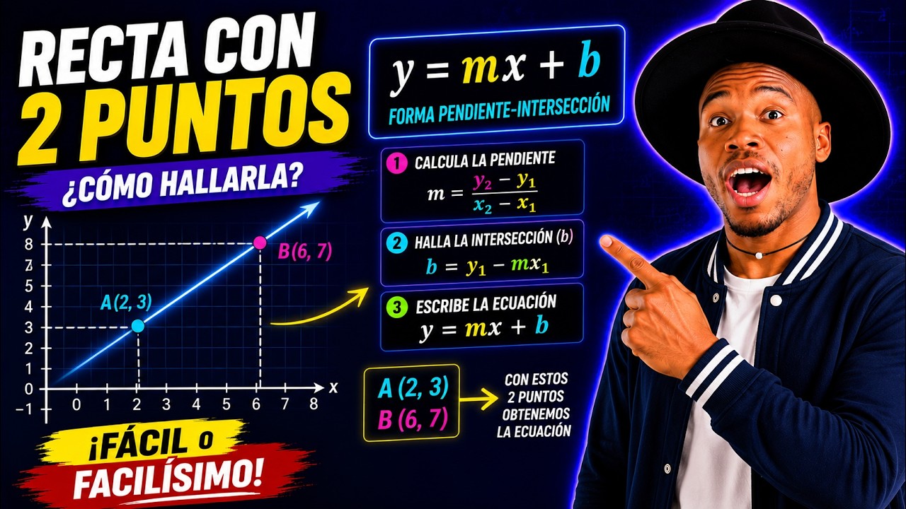 Ecuación de la recta pendiente intersección que pasa por dos puntos |  Geometría analítica
