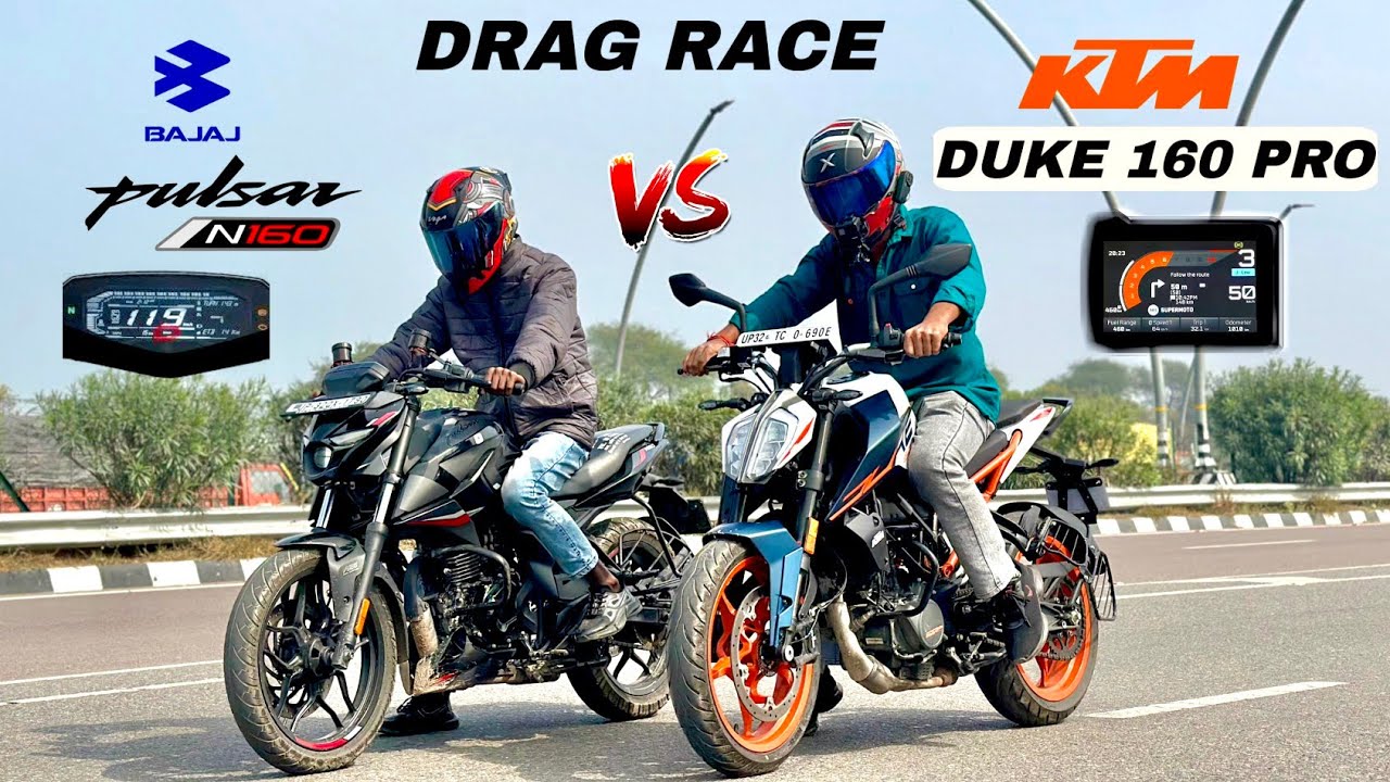Ktm duke 160 TFT display vs bajaj pulsar n160 | drag race | shocking results 😨
