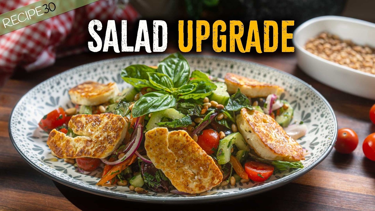 Pan-Fried Halloumi with Mediterranean Salad