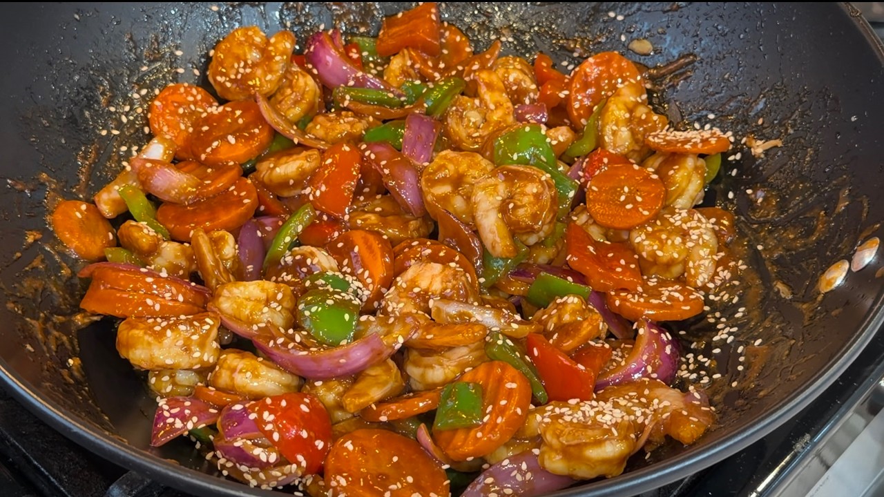 Receta de Camarones Stir Fry Comida China |Camarones y Vegetales Salteados