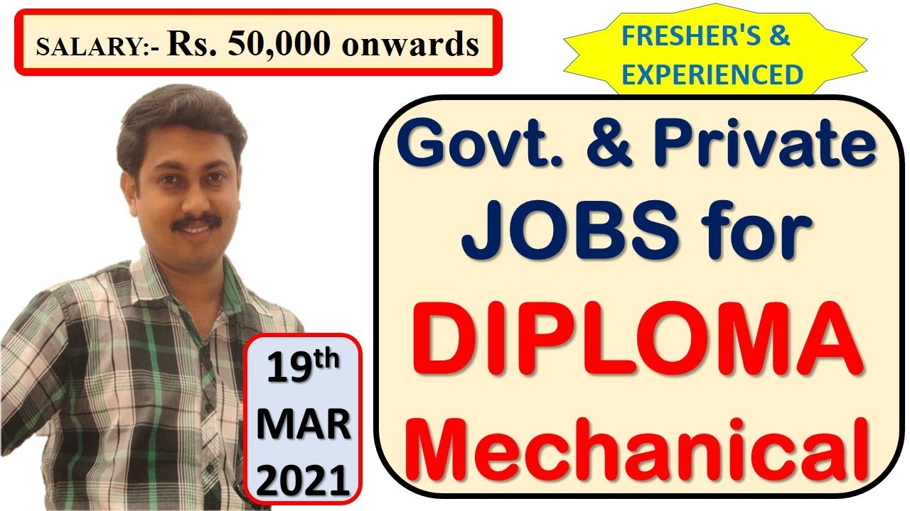 Diploma Mechanical jobs | 19.3.2021 | Govt jobs for mechanical diploma engineer | fresher jobs | DME