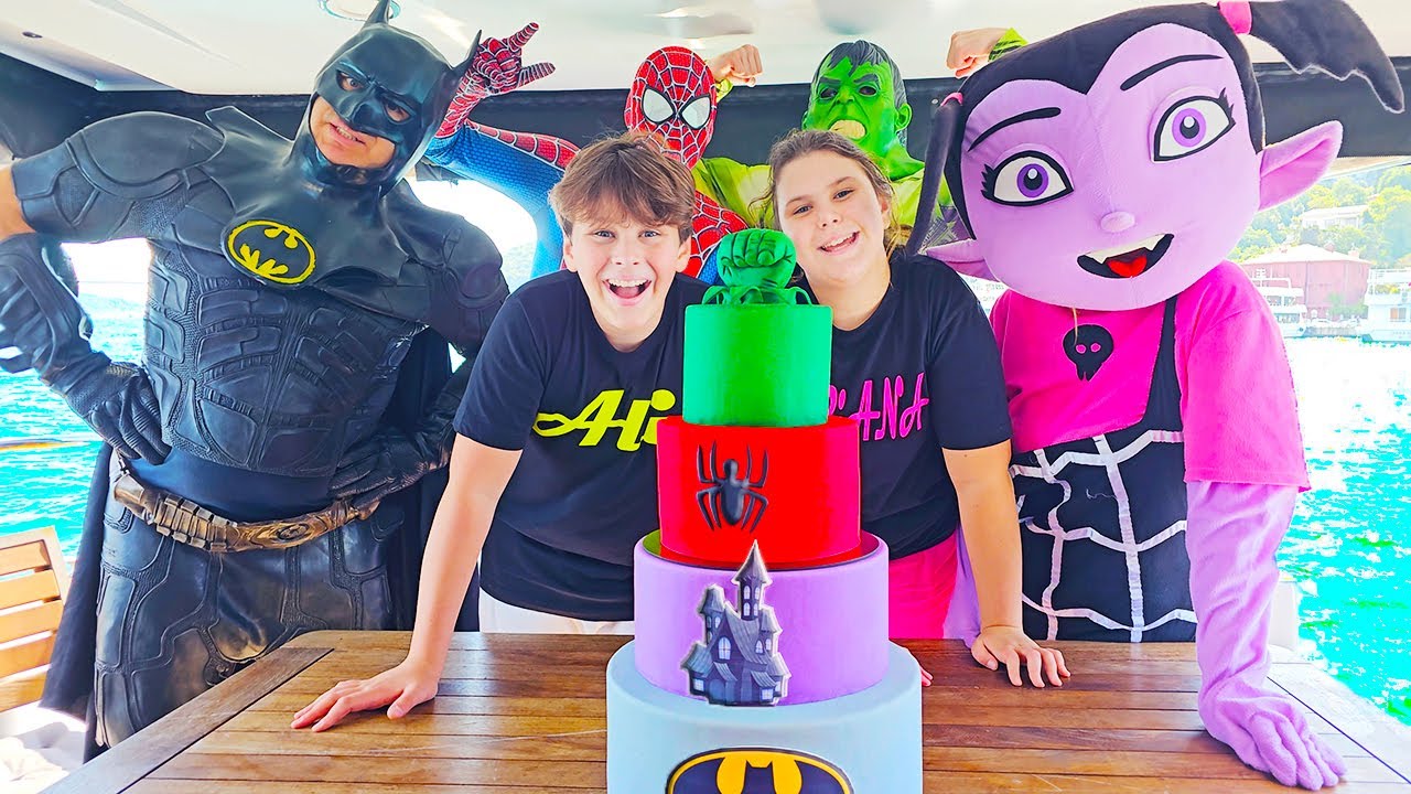 Superheroes prepared a cake for Ali's birthday