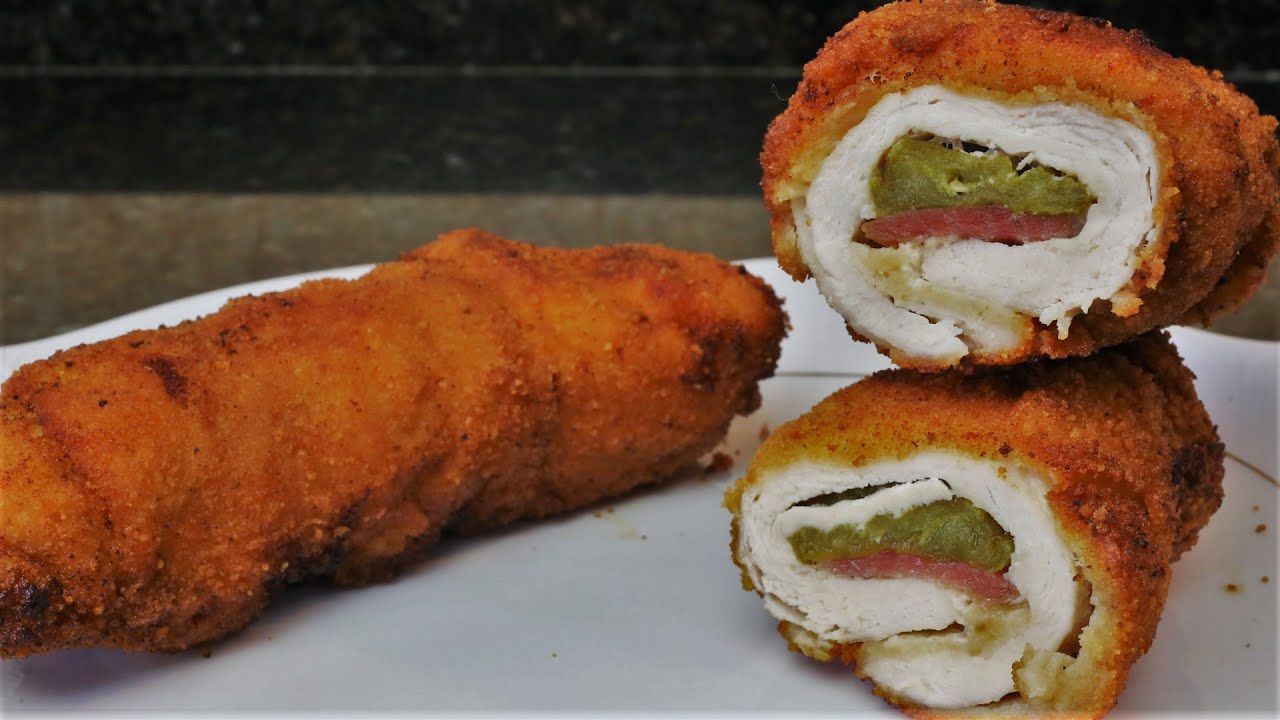 Pechuga de pollo rellena de pimiento y jamón