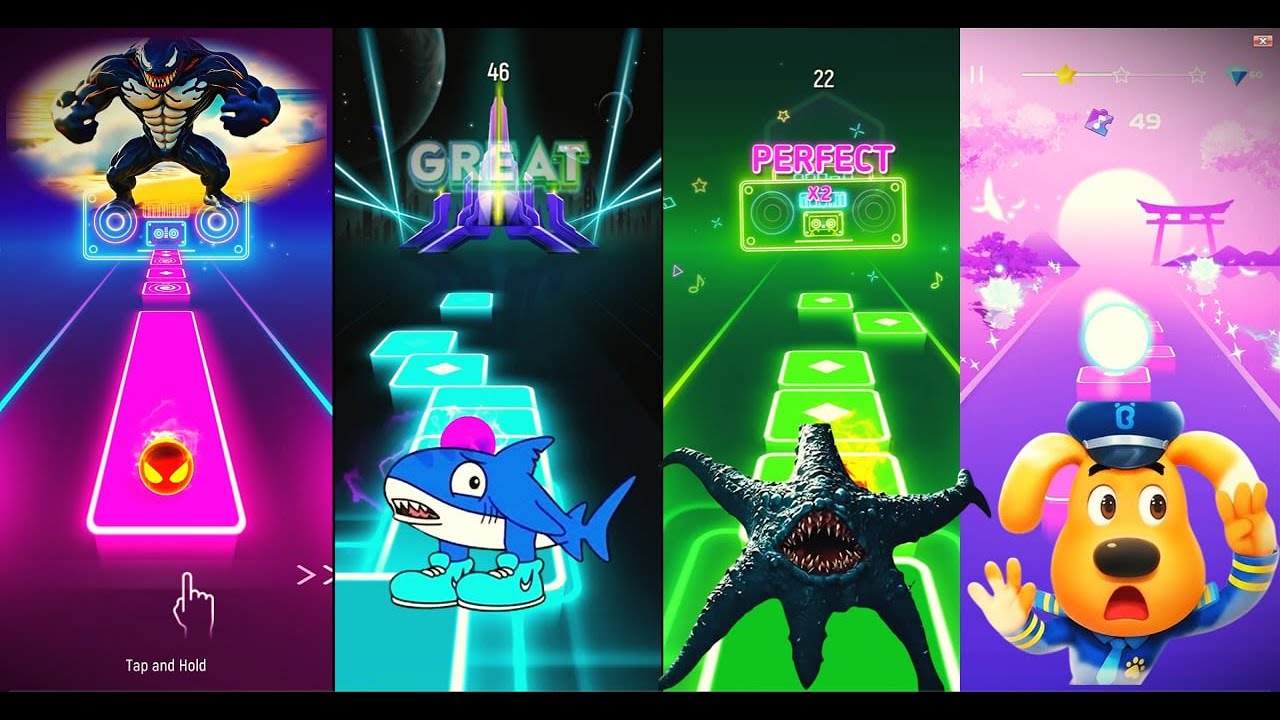 BRAINROT EXTINCTION VENOM 🆚 HUNGRY STAR 🆚 ITALIAN BRAINROT 🆚 SHERIFF LABRADOR - TILES HOP EDM RUSH!!