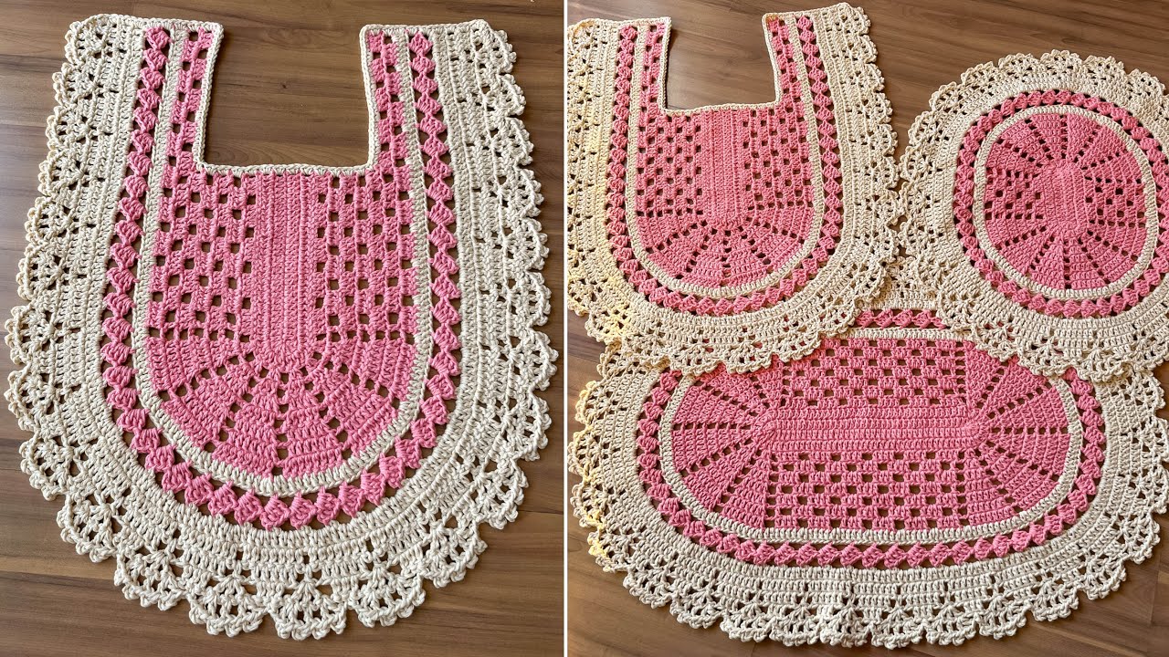 Jogo de banheiro de crochê passo a passo encaixe do vaso /￼ Crochet bathroom set tutorial