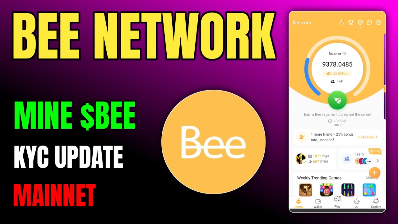Bee Network 🐝 Mining App | KYC Update & Mainnet Update 🔥