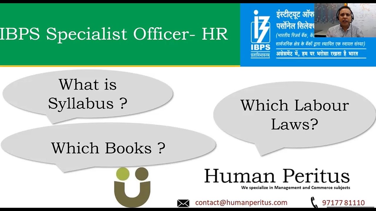 IBPS SO HR 2023 - Syllabus and suggested books