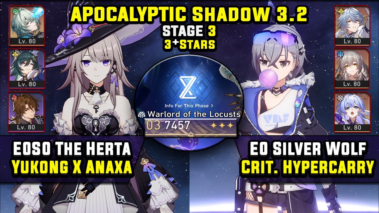 E0 The Herta Carry & E0 Silver Wolf Carry (3 Stars) Apocalyptic Shadow 3 Honkai Star Rail 3.2