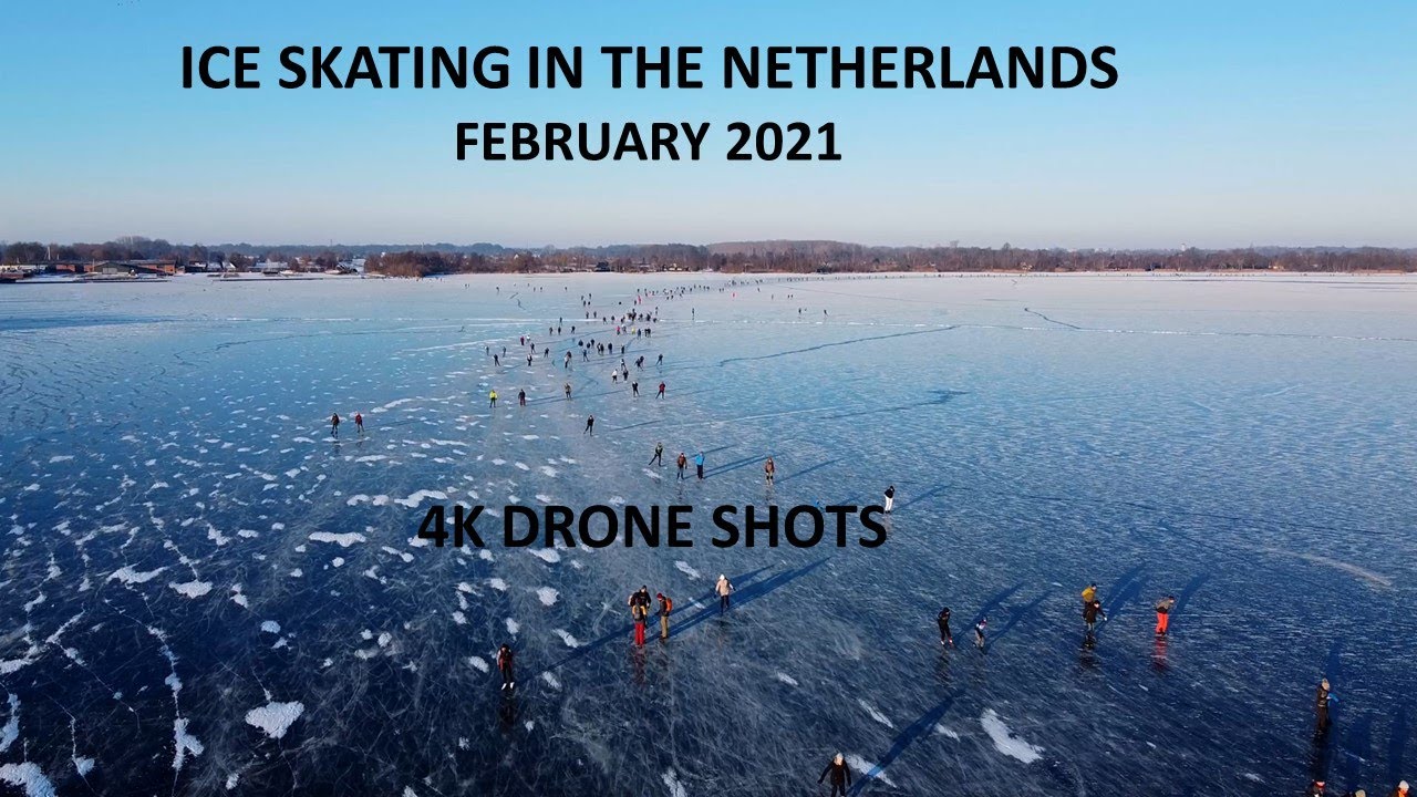 Natuurijs schaatsen Nederland - 4K Drone - February 2021