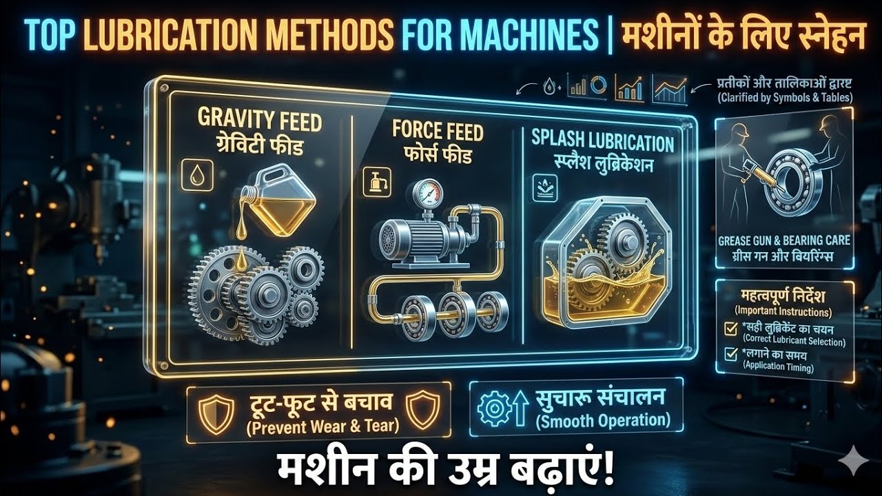 Lubrication Methods in Hindi | Gravity, Force & Splash Feed | Fitter Theory