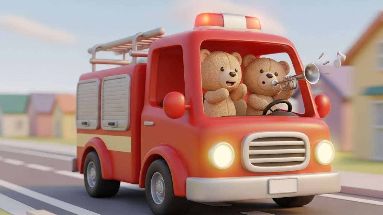 Весёлая пожарная машина спасает городок Т 🚒🔥🏢 | Мультфильм для детей и весёлые приключения