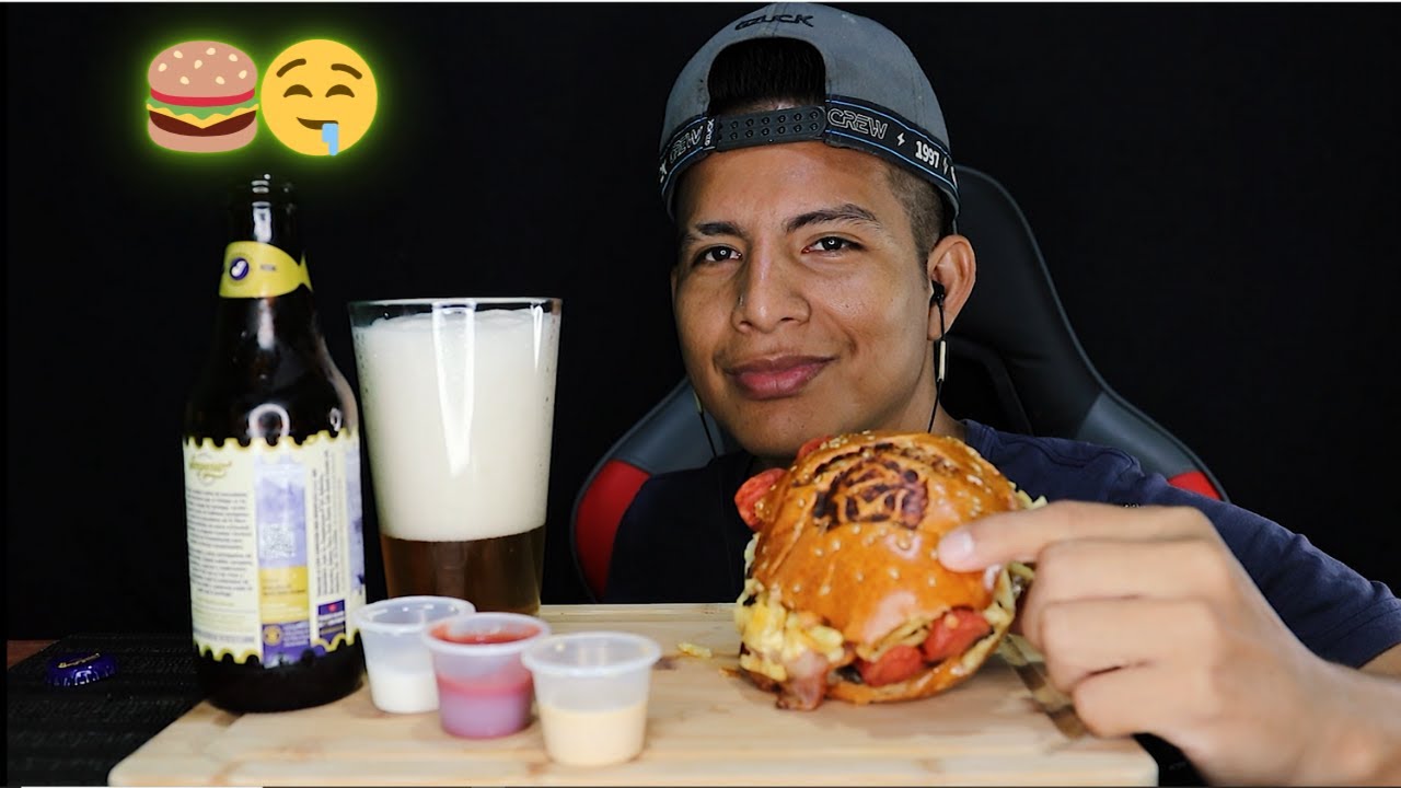 ASMR HAMBURGUESA ALEMANA + CERVEZA ARTESANAL  🤤🍔