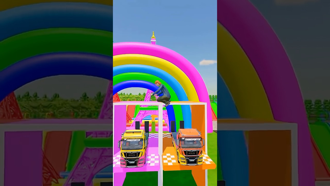 😱Man Flatbed Truck Jumping From Garage #fs22 #farmingsimulator22 #farmingsimulator