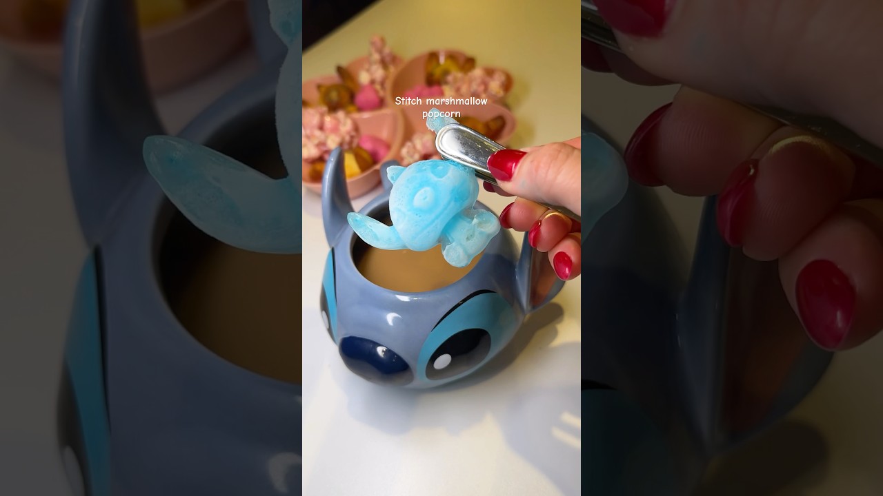 Stitch marshmallow popcorn #asmr #asmrsounds #recipe #cooking