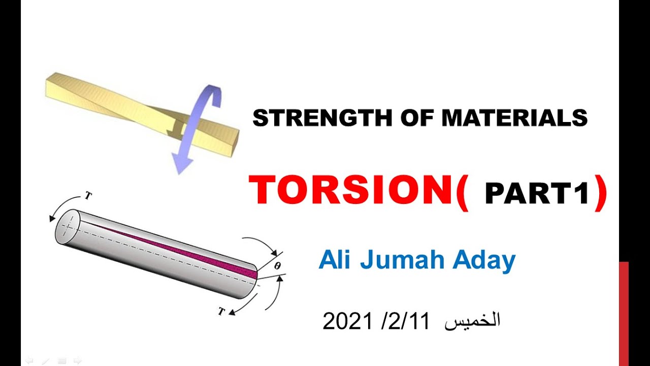 محاضرة من مادة مقاومة المواد عن torsion shaft (part1)