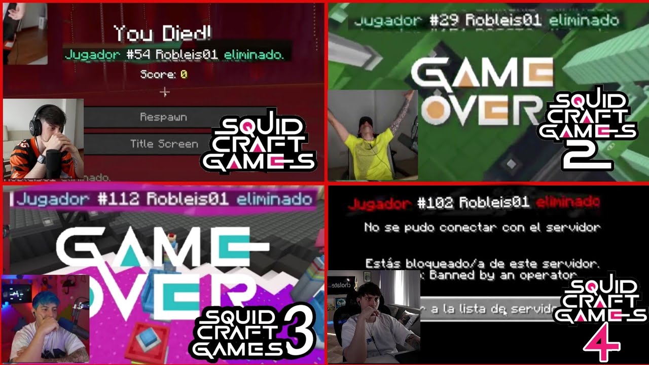 TODAS las MUERTES de Robleis en Squid Craft Games (1-4)
