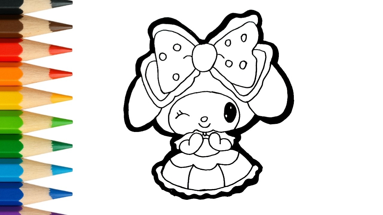 Cara Menggambar & Mewarnai My Melody dengan Pita Lucu 🎀🐰 | Mudah untuk Anak!