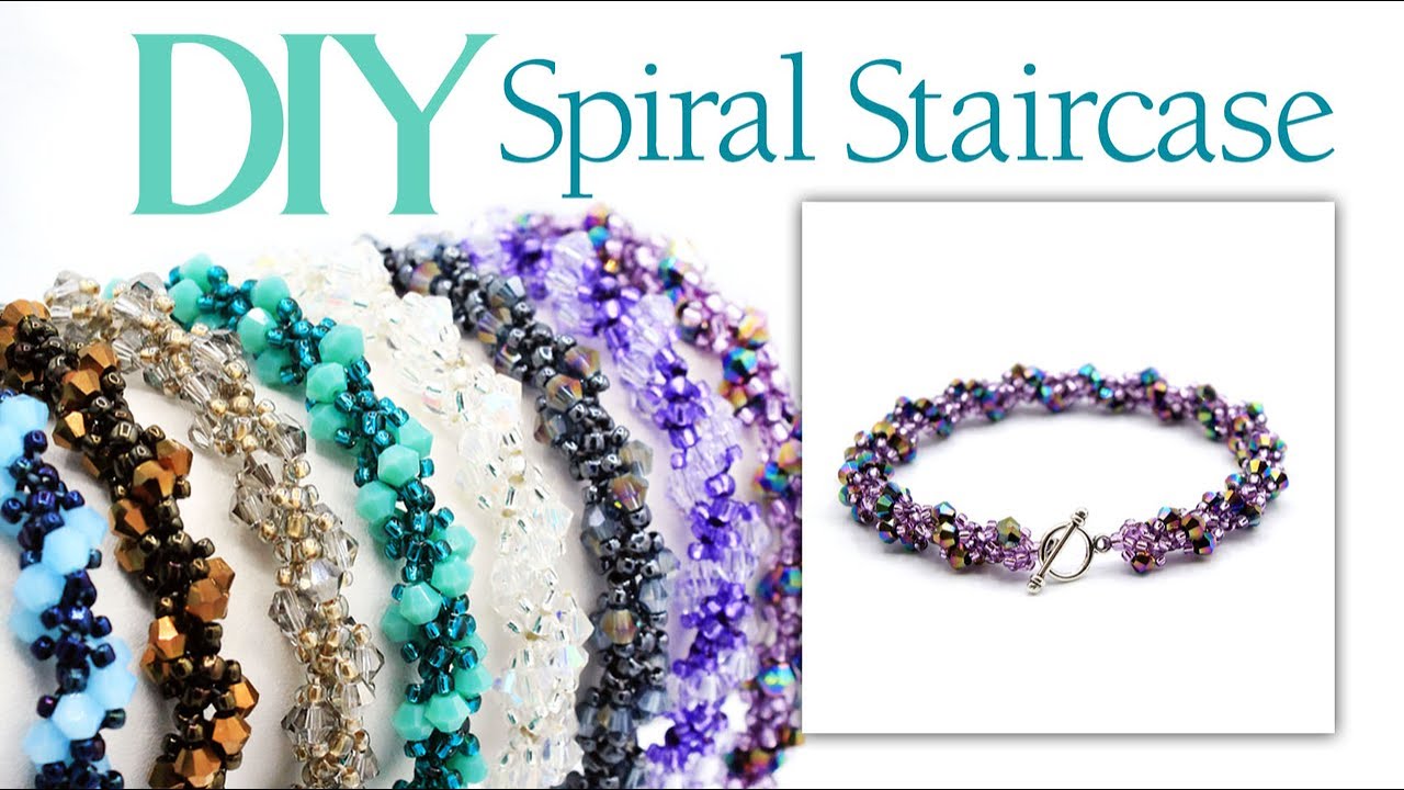 DIY Spiral Staircase Stitched Bracelet Using Crystal Bicones & Toho Seed Beads