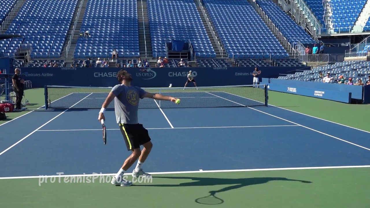 Cilic v Pouille, 2016 US Open practice, 4K