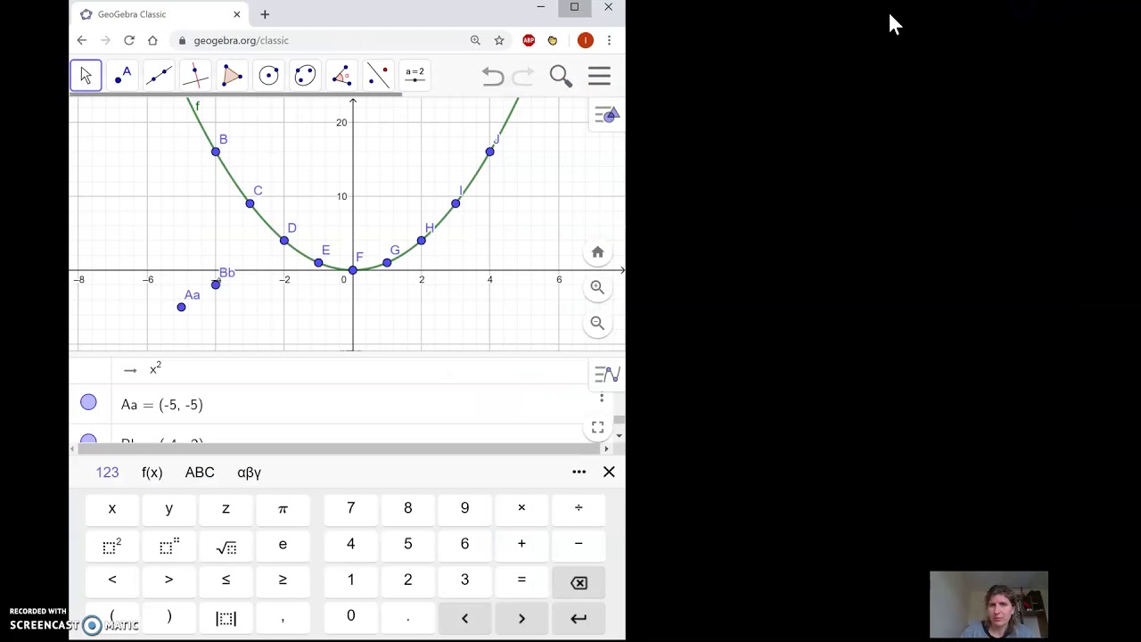 Plotting points on Geogebra