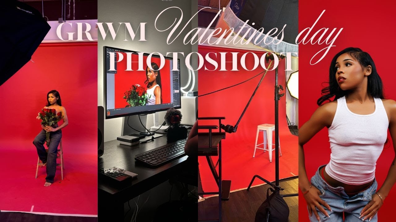 GRWM FOR A VALENTINE'S DAY PHOTOSHOOT 🫶🏽 | maintenance, hair, makeup, bts