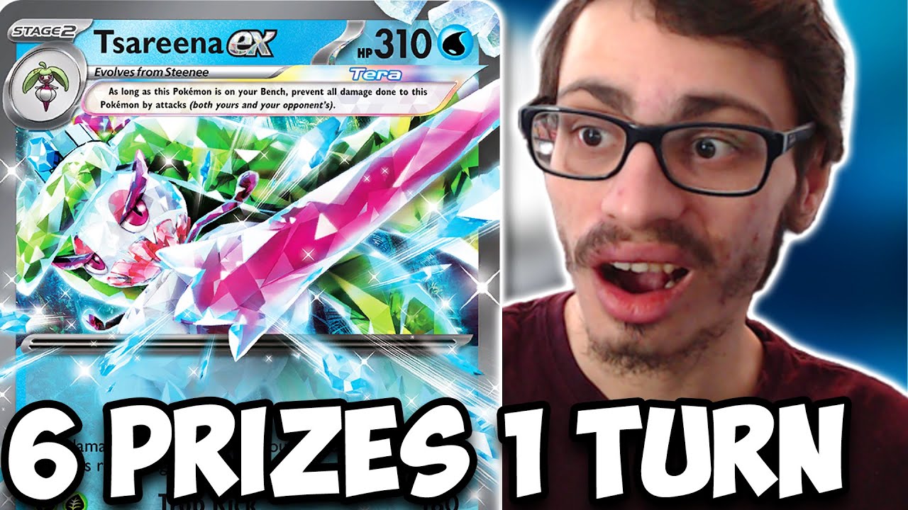 Take 6 Prize Cards In 1 Turn w/Tsareena ex! Braviary KO Combo! Mini Lock Paradox Rift PTCGL