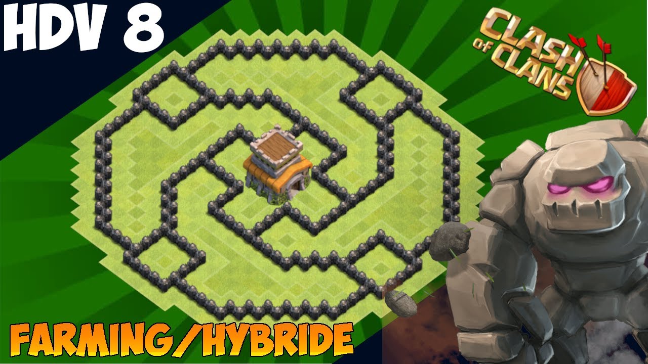 HDV 8 farming / hybride 2020 AVEC LIEN | PROTECTION DES RESSOURCES ET TROPHEES | Clash of Clans