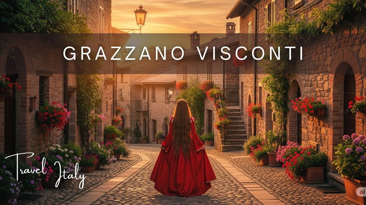 GRAZZANO VISCONTI🚗  Most Beautiful Villages of Italy Walking Tour Captions & Immersive Sound [📸Ep.26