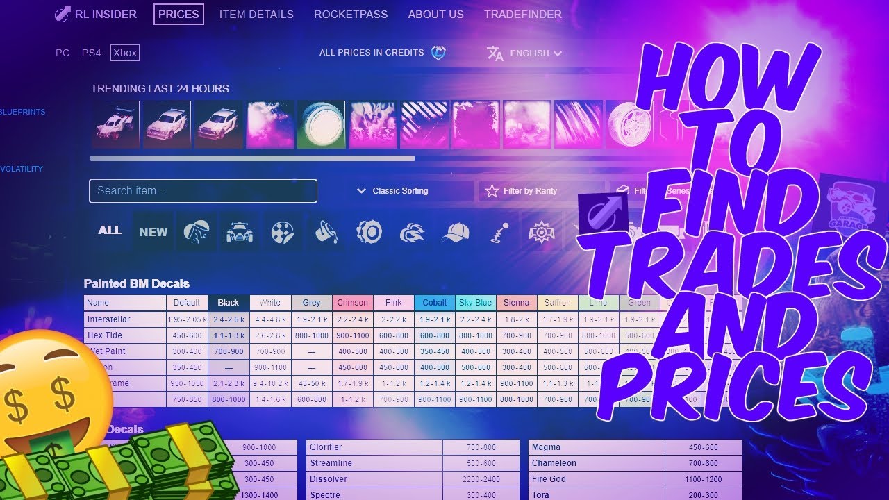 HOW TO FIND TRADES AND PRICES IN ROCKET LEAGUE!! (Rocket League Trading Guide)