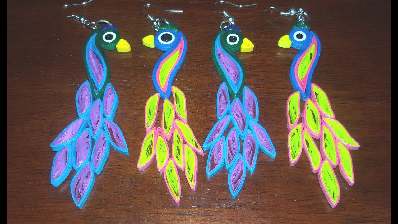 Quilling Peacock Earrings Tutorial New Design
