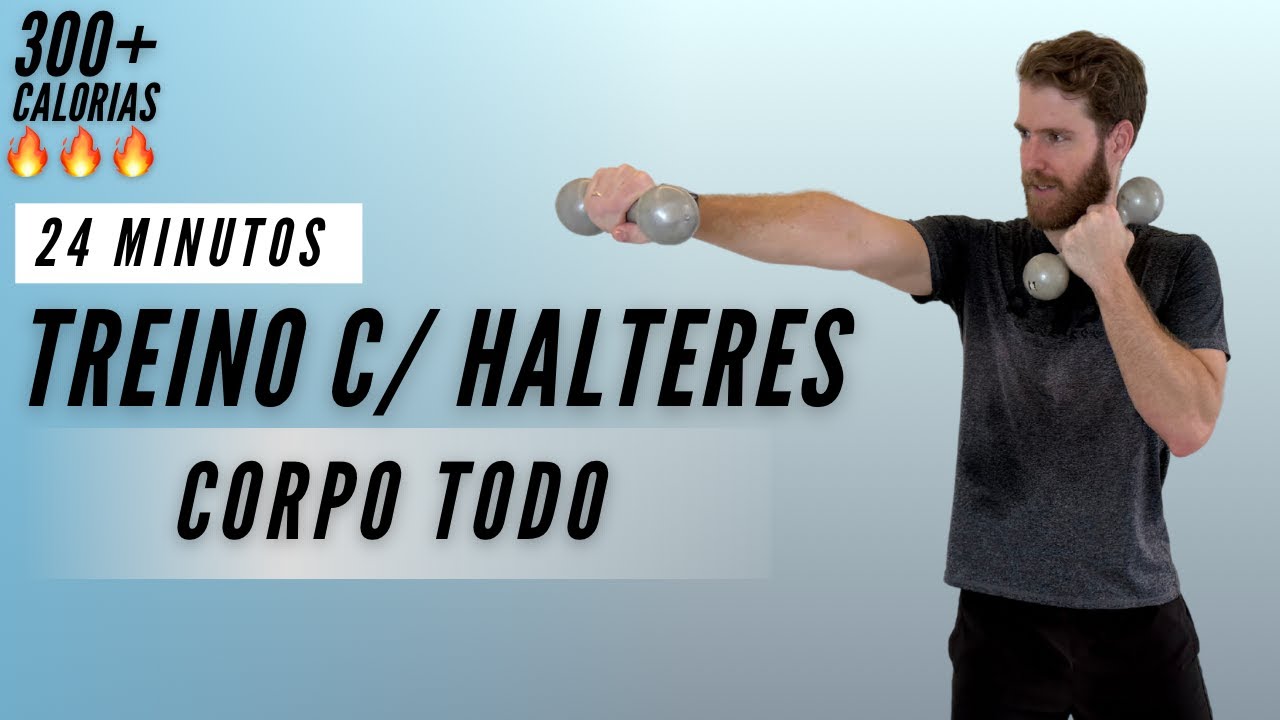 TREINO EM CASA, COM HALTERES, TODO EM PÉ - CARDIO, HIIT - [corpo todo, para definir, perder gordura]