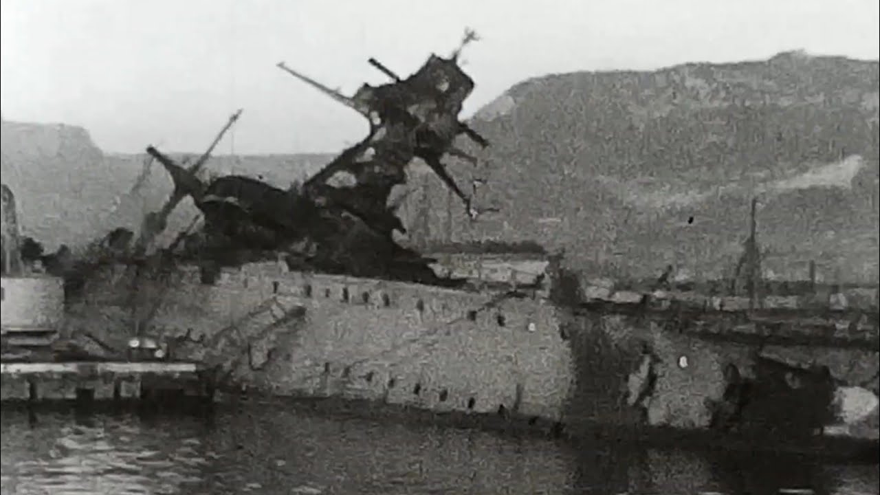 Toulon France World War II Ships destroyed in Port & German U Boat - Strasbourg, Colbert, 1942 or 43