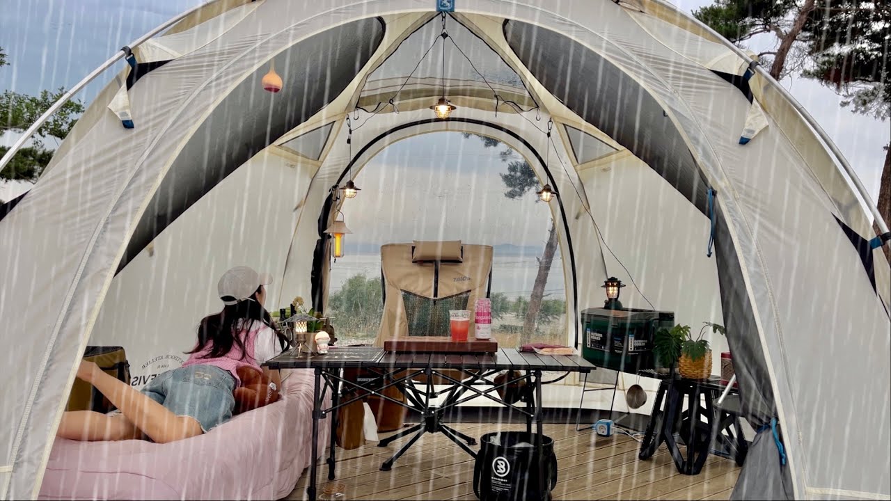 Кемпинг SOLO в дождливом море | Сливочный день с пастой и стейком в Heavy RAIN | АSMR