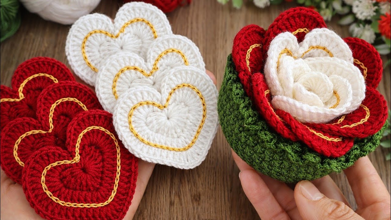 3 in 1 👍 Heart + Flower + Coaster | Best Selling Crochet Pattern 💰