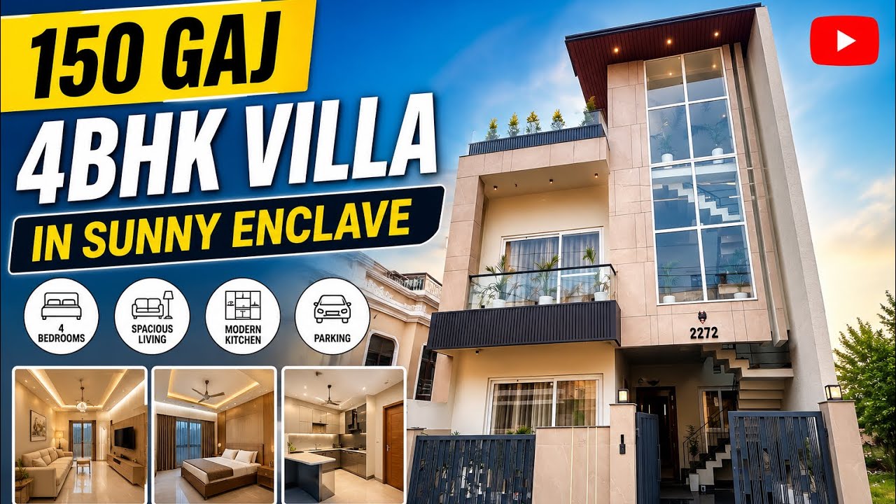 150gaj 4bhk Villa in Sunny Enclave At Airport Road in Gated Community ✅