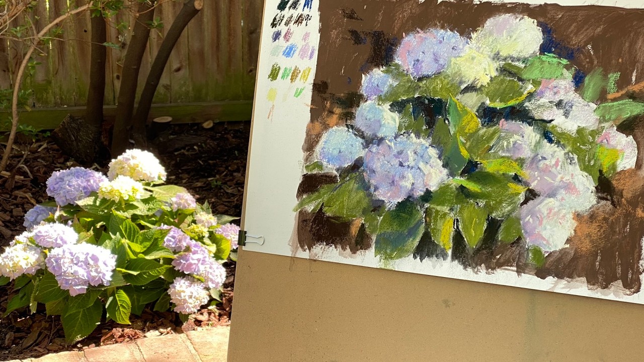Impressionist Painting of Hydrangeas with Soft Pastels – Live Demo by Gonzalo Ruiz Navarro