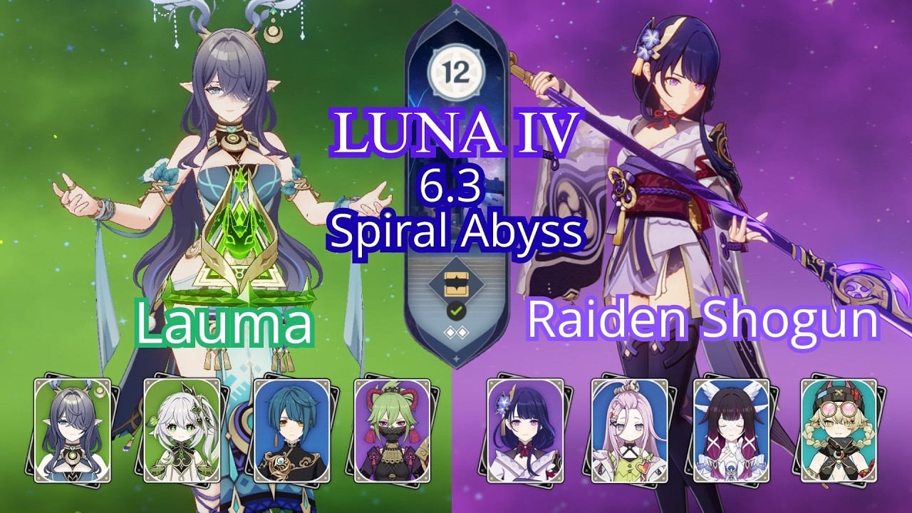 Lauma HyperBloom & Raiden Shogun Lunar Charged Team - Genshin Impact Luna IV 6.3 Spiral Abbys