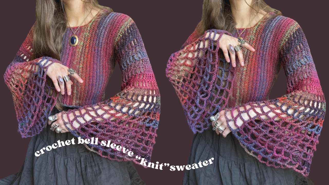 crochet bell sleeve sweater (that looks like it&rsquo;s knit!) - beginner tutorial 🍂🍁