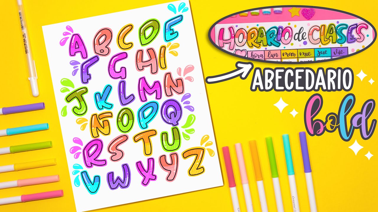 Como hacer el ABECEDARIO ARCOIRIS BOLD - ABECEDARIOS CREATIVOS