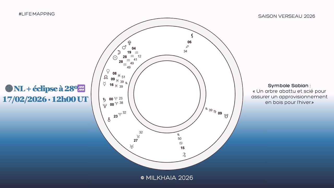 🌑 ECLIPSE SOLAIRE à 28º VERSEAU ♒ 17/02/2026 ☥ Milkhaia