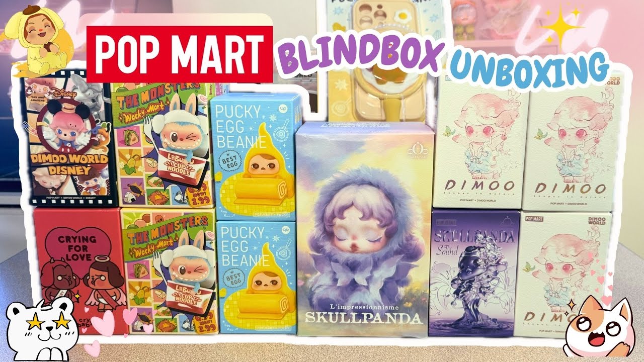 UNBOXING POPMART BLINDBOXES!! - LABUBU, SKULLPANDA, PUCKY, DIMOO, & CRYBABY