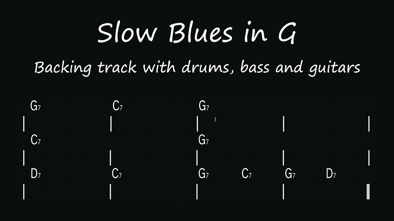 Slow Blues in G - Bass, Drums & Guitars : Backing Track