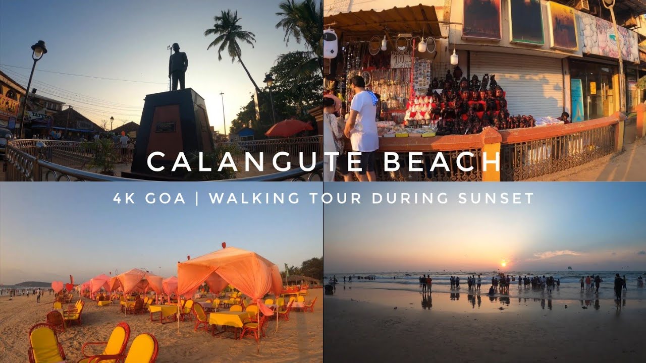 Calangute Beach | Goa | 4k Walking Tour During Sunset | India |