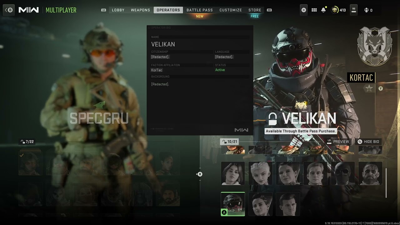 Call of Duty Modern Warfare 2 2022 Multiplayer Velikan Operator Profile