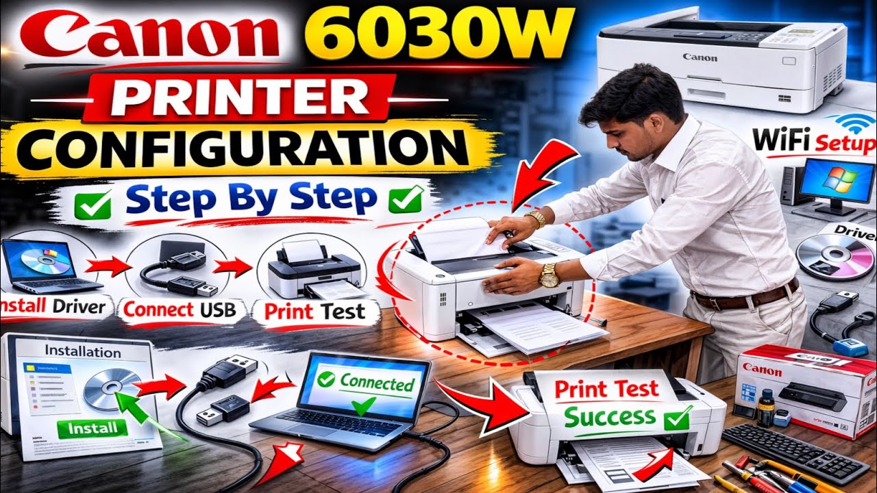 👉Canon 6030W Printer Configuration | Driver Install & WiFi Setup Hindi