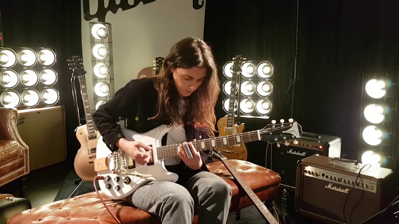 Checking out the new Epiphones Coronet & Crestwood at the Gibson showroom in Paris