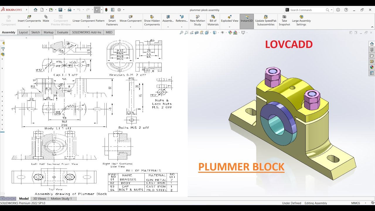 Простая инструкция по сборке водопроводного блока в SolidWorks @LOVCADD