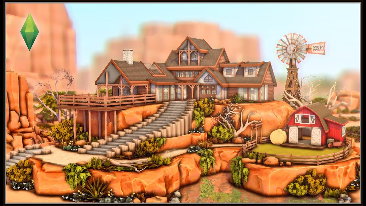 Rustic Cabin on a Hill - BASE GAME & Horse Ranch EP only! - The Sims 4 Speed Build (No CC)
