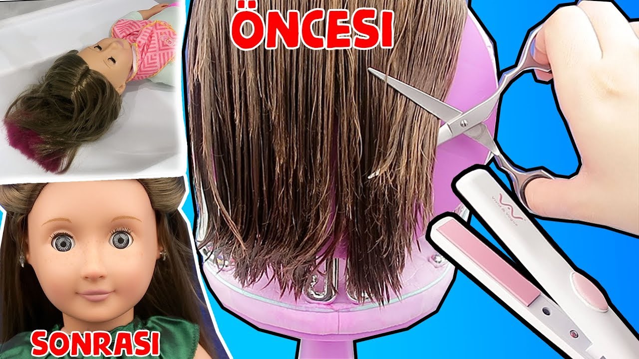 BUSE, G&Uuml;L ABLA VE OYUNCAK BEBEK KUAF&Ouml;RC&Uuml;L&Uuml;K OYUNUNU BOZUYOR OG DOLL SA&Ccedil; BAKIM YAPIYOR BİD&Uuml;NYAOYUNCAK