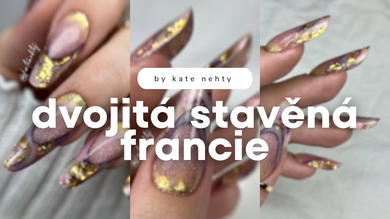 LUXUSNÍ FANTASY FRENCH - mramorový design, moderní mandle na šablony 💅🏻 | Kate nehty